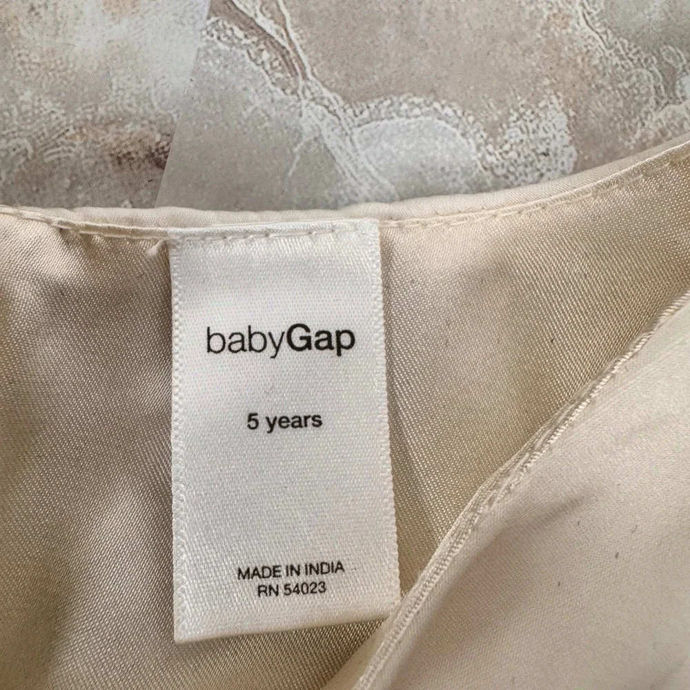 babyGap Tiered Ruffle Dress Girls 5 Cream Sleeveless Special Occasion Bow